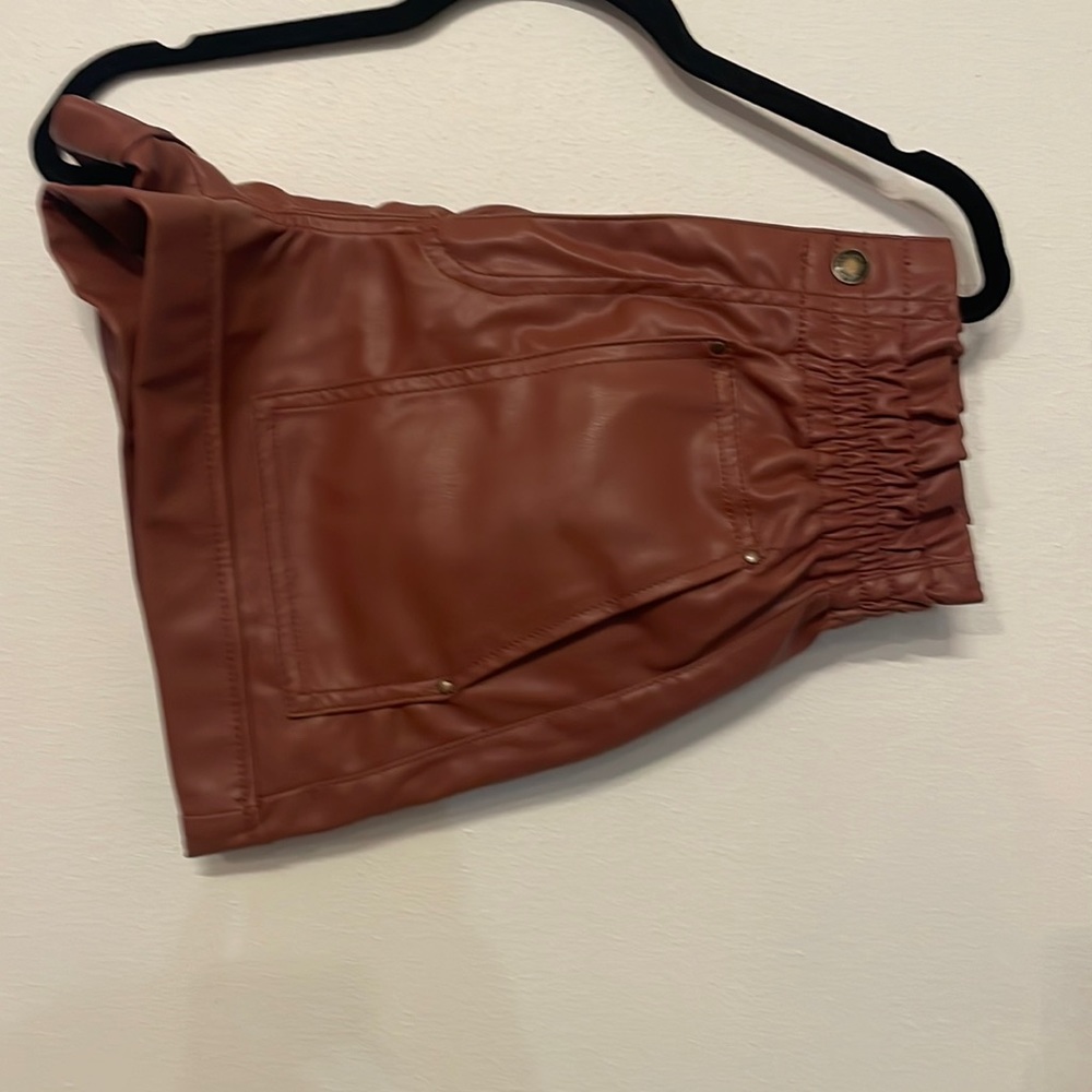 Zara brown leather shorts